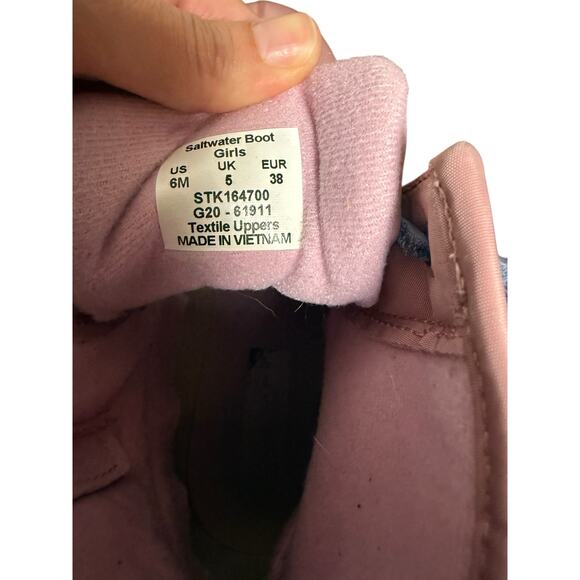 Sperry Girl’s Size 6 Pink Waterproof Duck Toe Saltwater Rain Winter Boots - Picture 7 of 8